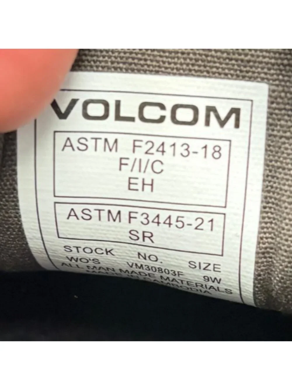 Volcom Chill Womens Size 9D Dark Gray White Composite Toe Safety Work Shoes